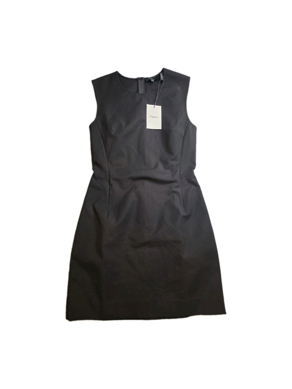 NWT Theory Womens Black Fitted Sleeveless Double Stretch Cotton Sheath Dress 6